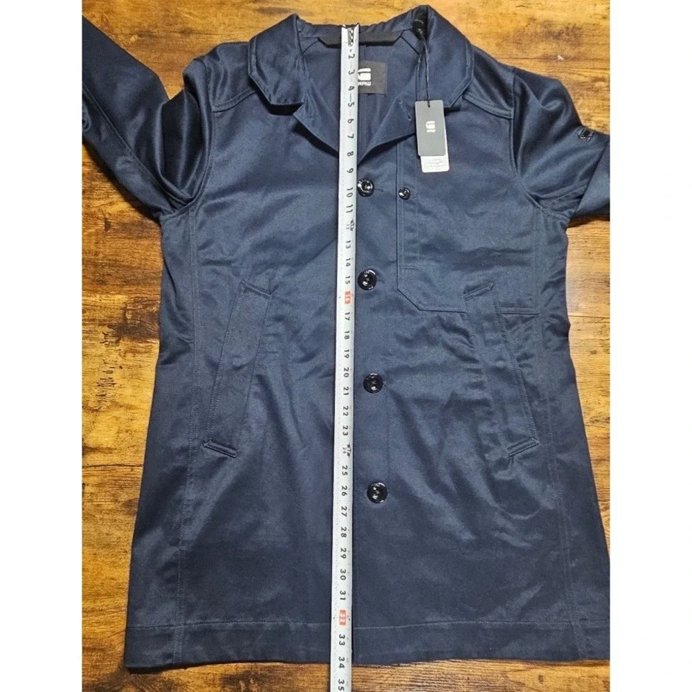 G-Star Raw Men's Navy Blue Cotton Garber Trench Utility Jacket Coat Size L NWT